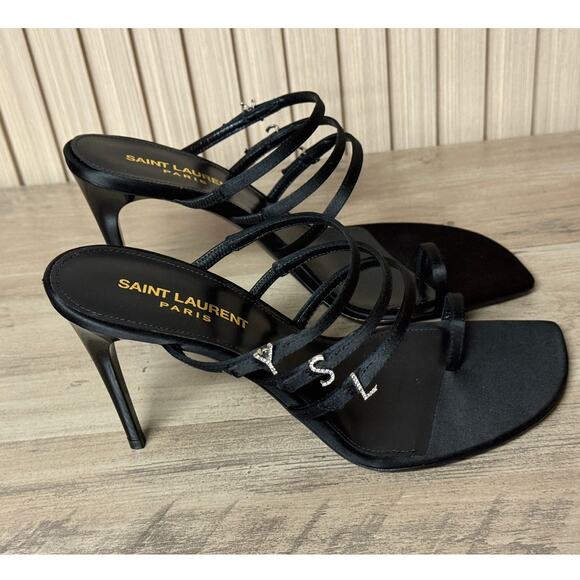 Saint Laurent Jerry Square Open Toe Mules Black Women’s Size IT 38 / US 8 - Picture 15 of 16